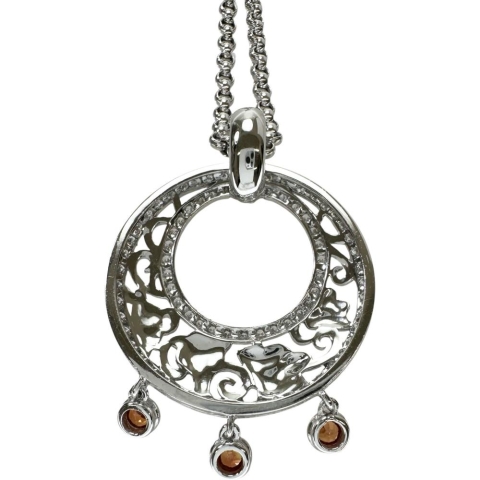 【Carrera y Carrera/カレライカレラ】 オレンジサファイア ダイヤモンド ネックレス K18WGホワイトゴールド 18金 15.9g 44.5cm レディース【中古】【真子質店】【BL】【TMoSY】