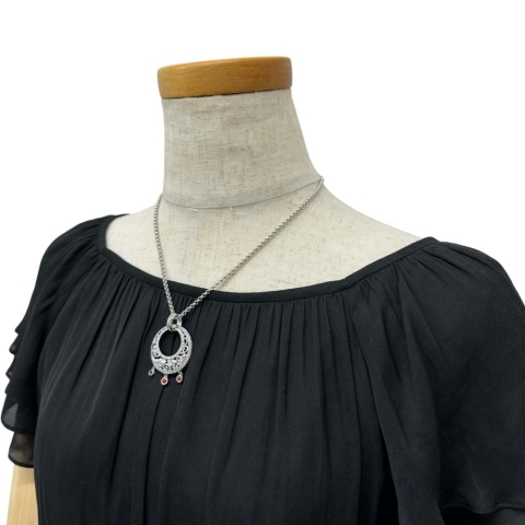 【Carrera y Carrera/カレライカレラ】 オレンジサファイア ダイヤモンド ネックレス K18WGホワイトゴールド 18金 15.9g 44.5cm レディース【中古】【真子質店】【BL】【TMoSY】