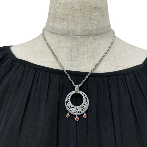 【Carrera y Carrera/カレライカレラ】 オレンジサファイア ダイヤモンド ネックレス K18WGホワイトゴールド 18金 15.9g 44.5cm レディース【中古】【真子質店】【BL】【TMoSY】