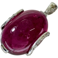 ルベライトトルマリン 26.32ct ダイヤモンド 0.20ct ペンダントトップ K18WGホワイトゴールド 18金 10.0g レディース【中古】【真子質店】【NN】【IMoIMi】