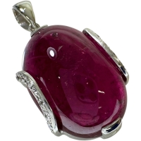 ルベライトトルマリン 26.32ct ダイヤモンド 0.20ct ペンダントトップ K18WGホワイトゴールド 18金 10.0g レディース【中古】【真子質店】【NN】【IMoIMi】