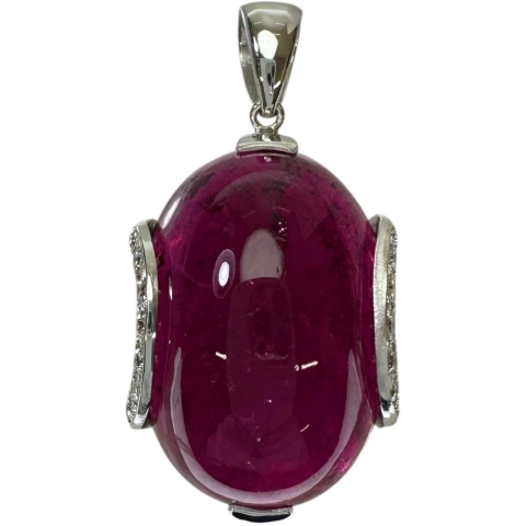 ルベライトトルマリン 26.32ct ダイヤモンド 0.20ct ペンダントトップ K18WGホワイトゴールド 18金 10.0g レディース【中古】【真子質店】【NN】【IMoIMi】