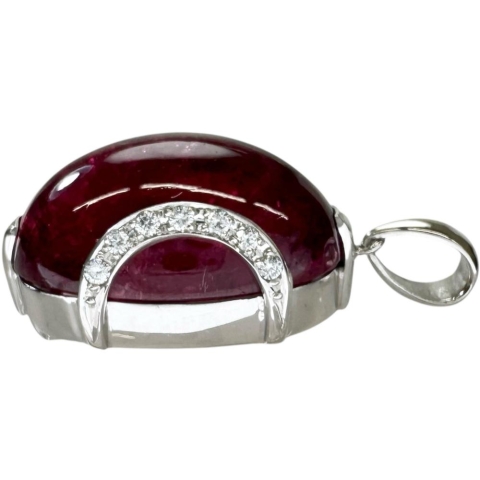 ルベライトトルマリン 26.32ct ダイヤモンド 0.20ct ペンダントトップ K18WGホワイトゴールド 18金 10.0g レディース【中古】【真子質店】【NN】【IMoIMi】