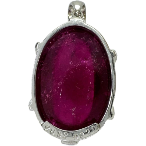 ルベライトトルマリン 26.32ct ダイヤモンド 0.20ct ペンダントトップ K18WGホワイトゴールド 18金 10.0g レディース【中古】【真子質店】【NN】【IMoIMi】