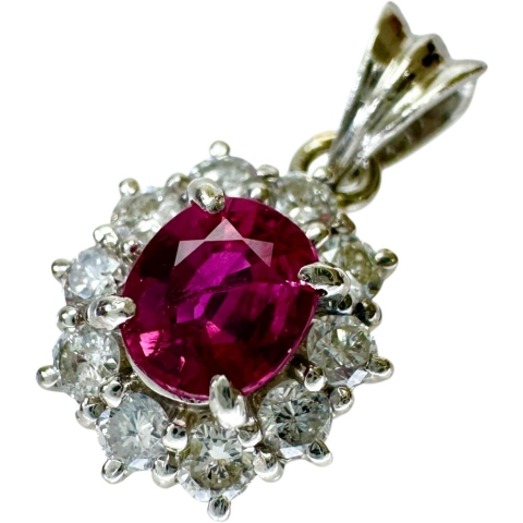 ピンクサファイア 0.49ct ダイヤモンド 0.30ct ペンダントトップ Pt900プラチナ 2.0g レディース【中古】【真子質店】【NN】【ISMi】