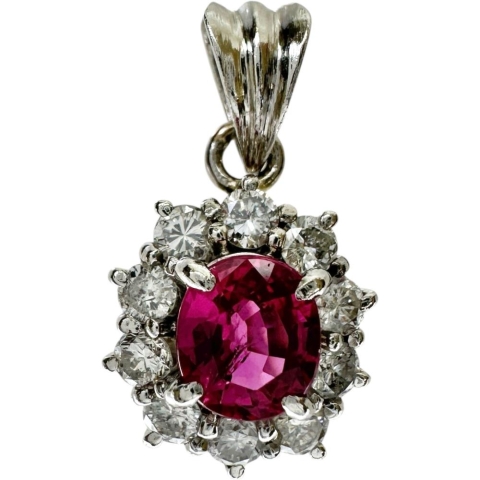 ピンクサファイア 0.49ct ダイヤモンド 0.30ct ペンダントトップ Pt900プラチナ 2.0g レディース【中古】【真子質店】【NN】【ISMi】