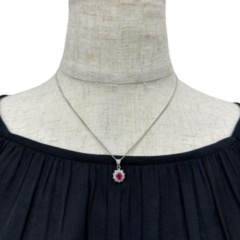 ピンクサファイア 0.49ct ダイヤモンド 0.30ct ペンダントトップ Pt900プラチナ 2.0g レディース【中古】【真子質店】【NN】【ISMi】