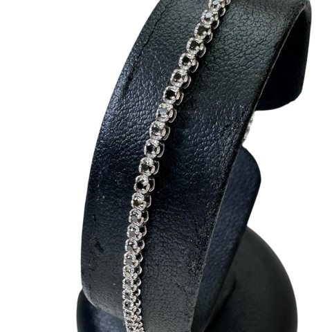 ブラックダイヤモンド 1.00ct ブレスレット K18WGホワイトゴールド 18金 3.8g 17.0cm レディース【中古】【真子質店】【NN】【MoxY】