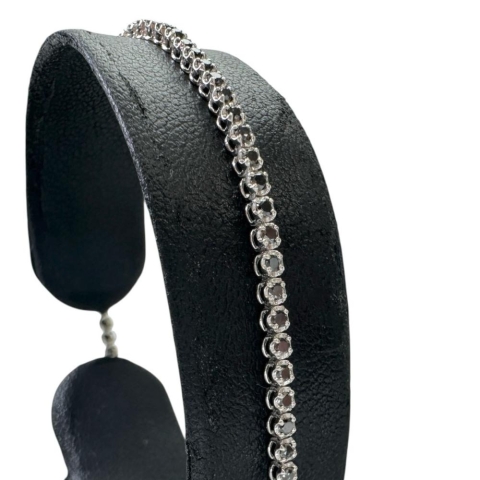 ブラックダイヤモンド 1.00ct ブレスレット K18WGホワイトゴールド 18金 3.8g 17.0cm レディース【中古】【真子質店】【NN】【MoxY】
