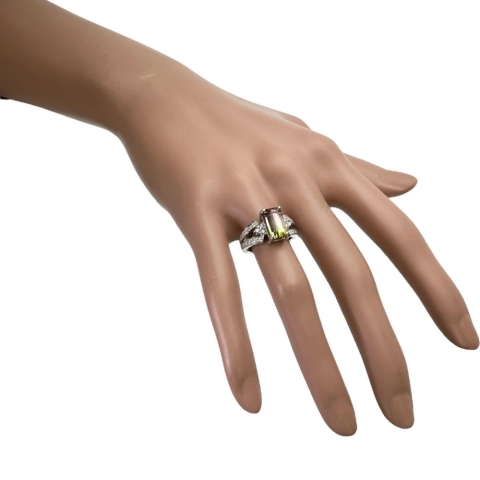 11号 バイカラートルマリン 3.48ct ダイヤモンド 0.18ct ピンクダイヤモンド 0.10ct リング・指輪 K18WGホワイトゴールド 18金 8.3g レディース【中古】【真子質店】【NN】【ITIx】