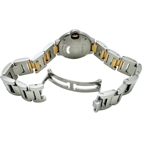 【CARTIER/カルティエ】 バロンブルーSM W6920034 腕時計 ステンレススチール/ピンクゴールド クオーツ ピンクシェル文字盤/シルバー、ピンクコンビベルト レディース【中古】【真子質店】【BL】【DYxS】