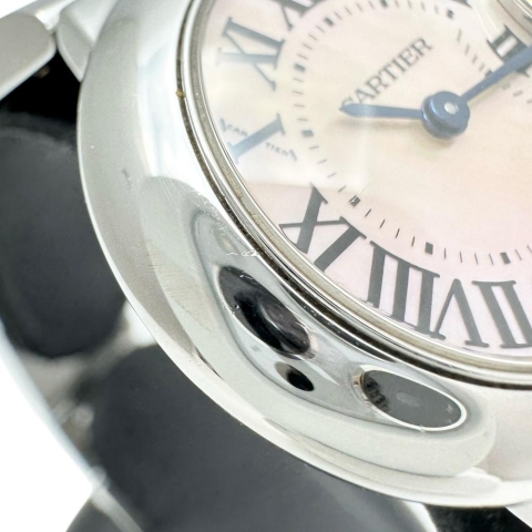 【CARTIER/カルティエ】 バロンブルーSM W6920034 腕時計 ステンレススチール/ピンクゴールド クオーツ ピンクシェル文字盤/シルバー、ピンクコンビベルト レディース【中古】【真子質店】【BL】【DYxS】