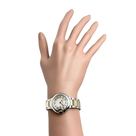 【CARTIER/カルティエ】 バロンブルーSM W6920034 腕時計 ステンレススチール/ピンクゴールド クオーツ ピンクシェル文字盤/シルバー、ピンクコンビベルト レディース【中古】【真子質店】【BL】【DYxS】