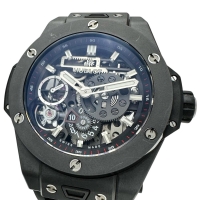 【HUBLOT/ウブロ】 ビックバン メカ10 ブラックマジック 414.CL.1123.RX 保証書/ギャラ/箱付き スケルトン 10デイズ ロングパワーリザーブ 腕時計 セラミック/ラバー 手巻き ブラック文字盤/ブラックラバーベルト メンズ【中古】【真子質店】【BL】【IIMoMox】