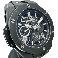 【HUBLOT/ウブロ】 ビックバン メカ10 ブラックマジック 414.CL.1123.RX 保証書/ギャラ/箱付き スケルトン 10デイズ ロングパワーリザーブ 腕時計 セラミック/ラバー 手巻き ブラック文字盤/ブラックラバーベルト メンズ【中古】【真子質店】【BL】【IIMoMox】