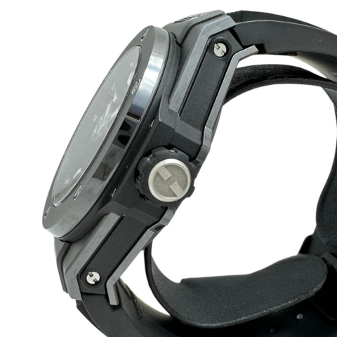 【HUBLOT/ウブロ】 ビックバン メカ10 ブラックマジック 414.CL.1123.RX 保証書/ギャラ/箱付き スケルトン 10デイズ ロングパワーリザーブ 腕時計 セラミック/ラバー 手巻き ブラック文字盤/ブラックラバーベルト メンズ【中古】【真子質店】【BL】【IIMoMox】