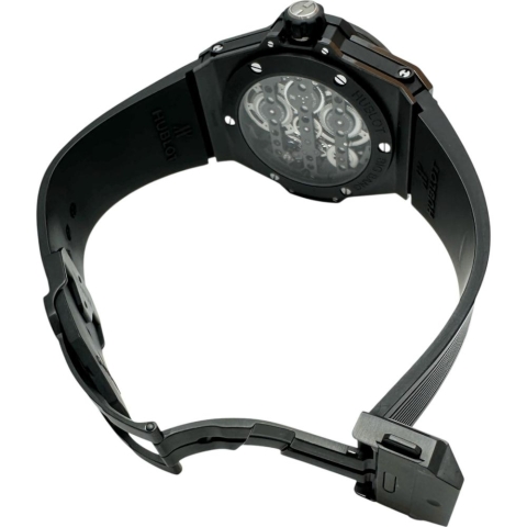 【HUBLOT/ウブロ】 ビックバン メカ10 ブラックマジック 414.CL.1123.RX 保証書/ギャラ/箱付き スケルトン 10デイズ ロングパワーリザーブ 腕時計 セラミック/ラバー 手巻き ブラック文字盤/ブラックラバーベルト メンズ【中古】【真子質店】【BL】【IIMoMox】
