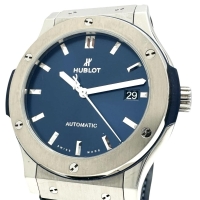 【HUBLOT/ウブロ】 クラシックフュージョン 511.NX.7170.LR 保証書/ギャラ/箱付 裏スケルトン 腕時計 ステンレススチール/レザー 自動巻き/オートマ ブルー文字盤/ブルーレザー/ラバーベルト メンズ【中古】【真子質店】【BL】【DKxx】