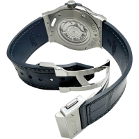 【HUBLOT/ウブロ】 クラシックフュージョン 511.NX.7170.LR 保証書/ギャラ/箱付 裏スケルトン 腕時計 ステンレススチール/レザー 自動巻き/オートマ ブルー文字盤/ブルーレザー/ラバーベルト メンズ【中古】【真子質店】【BL】【DKxx】