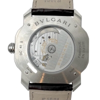 【BVLGARI/ブルガリ】 オクト OC41S 保証書/ギャラ/箱付 裏スケルトン 腕時計 ステンレススチール/レザー 自動巻き/オートマ ダークブラウン文字盤/ブラウンレザー メンズ【中古】【真子質店】【BL】【MaxID】