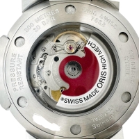 【ORIS/オリス】 アクイス デイト 01 733 7653 箱/保有り 裏スケルトン 腕時計 ステンレススチール/ラバー 自動巻き/オートマ ネイビー文字盤/ホワイトラバー メンズ【中古】【真子質店】【GD】【KKx】