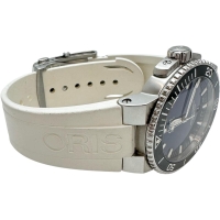 【ORIS/オリス】 アクイス デイト 01 733 7653 箱/保有り 裏スケルトン 腕時計 ステンレススチール/ラバー 自動巻き/オートマ ネイビー文字盤/ホワイトラバー メンズ【中古】【真子質店】【GD】【KKx】