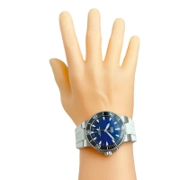 【ORIS/オリス】 アクイス デイト 01 733 7653 箱/保有り 裏スケルトン 腕時計 ステンレススチール/ラバー 自動巻き/オートマ ネイビー文字盤/ホワイトラバー メンズ【中古】【真子質店】【GD】【KKx】