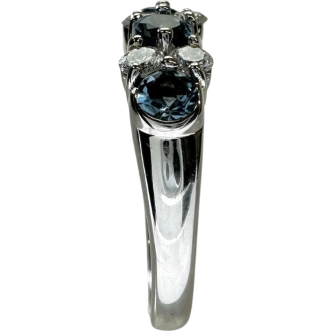 9号 アクアマリン 0.58ct ダイヤモンド 0.40ct リング・指輪 K18WGホワイトゴールド 18金 5.5g レディース【中古】【真子質店】【NN】【SMaMo】