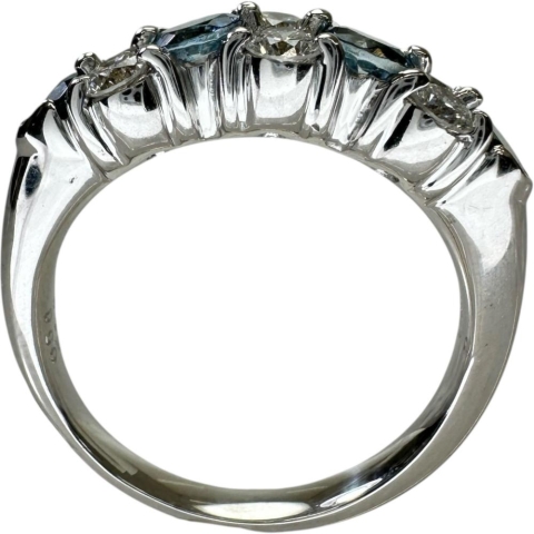 9号 アクアマリン 0.58ct ダイヤモンド 0.40ct リング・指輪 K18WGホワイトゴールド 18金 5.5g レディース【中古】【真子質店】【NN】【SMaMo】