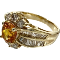 10号 ゴールデンサファイア（拡散処理なし） 1.06ct ダイヤモンド 0.75ct リング・指輪 K18ゴールド 18金 4.4g レディース【中古】【真子質店】【NN】【SSx】