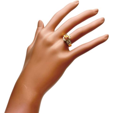 10号 ゴールデンサファイア（拡散処理なし） 1.06ct ダイヤモンド 0.75ct リング・指輪 K18ゴールド 18金 4.4g レディース【中古】【真子質店】【NN】【SSx】