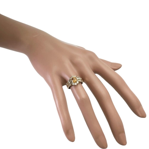 10号 ゴールデンサファイア（拡散処理なし） 1.06ct ダイヤモンド 0.75ct リング・指輪 K18ゴールド 18金 4.4g レディース【中古】【真子質店】【NN】【SSx】