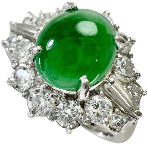 10号 ヒスイ 1.62ct ダイヤモンド 0.87ct リング・指輪 Pt900プラチナ 8.4g レディース【中古】【真子質店】【NN】【ITIx】