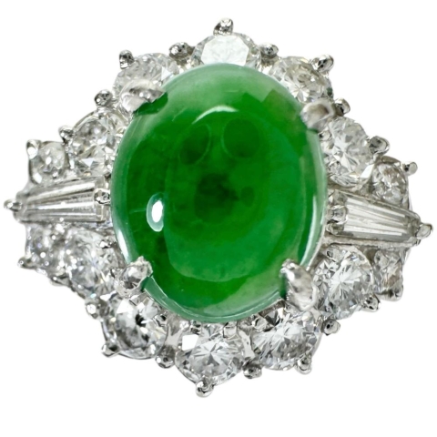 10号 ヒスイ 1.62ct ダイヤモンド 0.87ct リング・指輪 Pt900プラチナ 8.4g レディース【中古】【真子質店】【NN】【ITIx】