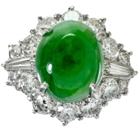 10号 ヒスイ 1.62ct ダイヤモンド 0.87ct リング・指輪 Pt900プラチナ 8.4g レディース【中古】【真子質店】【NN】【ITIx】