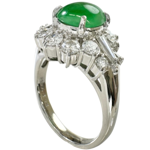 10号 ヒスイ 1.62ct ダイヤモンド 0.87ct リング・指輪 Pt900プラチナ 8.4g レディース【中古】【真子質店】【NN】【ITIx】