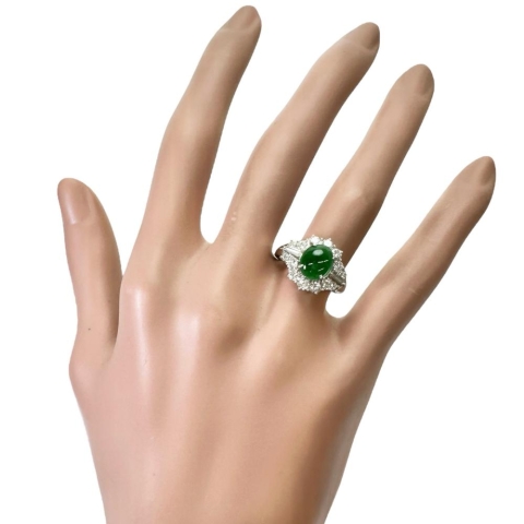 10号 ヒスイ 1.62ct ダイヤモンド 0.87ct リング・指輪 Pt900プラチナ 8.4g レディース【中古】【真子質店】【NN】【ITIx】