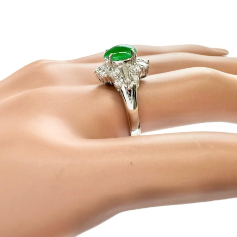10号 ヒスイ 1.62ct ダイヤモンド 0.87ct リング・指輪 Pt900プラチナ 8.4g レディース【中古】【真子質店】【NN】【ITIx】
