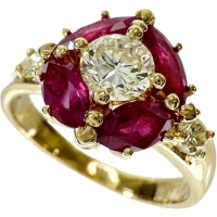 10号 ルビー 1.20ct ダイヤモンド 0.37/0.15ct リング・指輪 K18ゴールド 18金 4.3g レディース【中古】【真子質店】【NN】【MiMix】