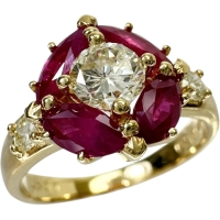 10号 ルビー 1.20ct ダイヤモンド 0.37/0.15ct リング・指輪 K18ゴールド 18金 4.3g レディース【中古】【真子質店】【NN】【MiMix】
