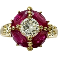 10号 ルビー 1.20ct ダイヤモンド 0.37/0.15ct リング・指輪 K18ゴールド 18金 4.3g レディース【中古】【真子質店】【NN】【MiMix】