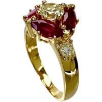 10号 ルビー 1.20ct ダイヤモンド 0.37/0.15ct リング・指輪 K18ゴールド 18金 4.3g レディース【中古】【真子質店】【NN】【MiMix】