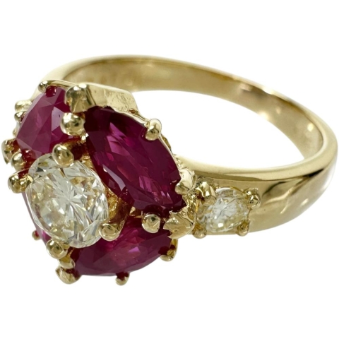 10号 ルビー 1.20ct ダイヤモンド 0.37/0.15ct リング・指輪 K18ゴールド 18金 4.3g レディース【中古】【真子質店】【NN】【MiMix】