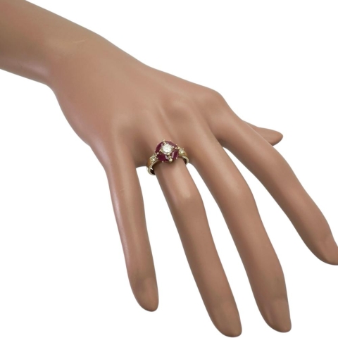 10号 ルビー 1.20ct ダイヤモンド 0.37/0.15ct リング・指輪 K18ゴールド 18金 4.3g レディース【中古】【真子質店】【NN】【MiMix】