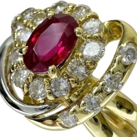 10.5号 ルビー 0.50ct ダイヤモンド 0.59ct リング・指輪 K18ゴールド 18金/Pt900プラチナ 6.2g レディース【中古】【真子質店】【NN】【MiMaY】