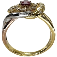 10.5号 ルビー 0.50ct ダイヤモンド 0.59ct リング・指輪 K18ゴールド 18金/Pt900プラチナ 6.2g レディース【中古】【真子質店】【NN】【MiMaY】