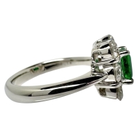 12.5号 エメラルド 0.80ct ダイヤモンド 計1.18ct リング・指輪 Pt900プラチナ 7.3g レディース【中古】【真子質店】【NN】【IMiIMo】