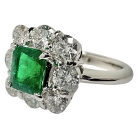 12.5号 エメラルド 0.80ct ダイヤモンド 計1.18ct リング・指輪 Pt900プラチナ 7.3g レディース【中古】【真子質店】【NN】【IMiIMo】