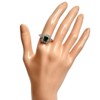 12.5号 エメラルド 0.80ct ダイヤモンド 計1.18ct リング・指輪 Pt900プラチナ 7.3g レディース【中古】【真子質店】【NN】【IMiIMo】