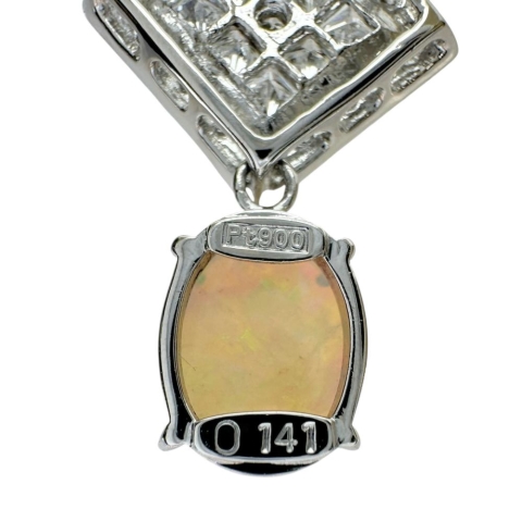 オパール 1.41ct ダイヤモンド 0.70ct ネックレス Pt900プラチナ/K18WGホワイトゴールド 18金 4.9g 46cm レディース【中古】【真子質店】【NN】【YTK】
